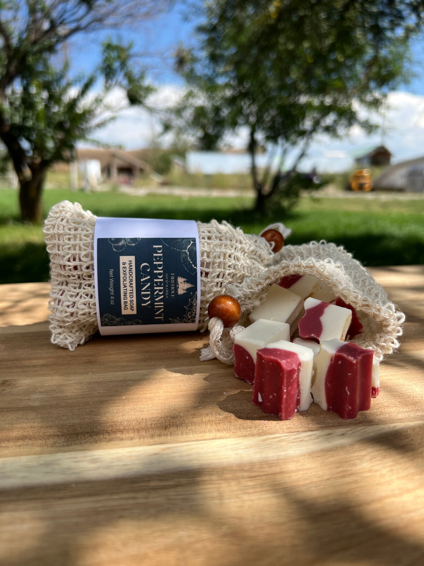 Peppermint Soap Cubes + Exfoliating Bag